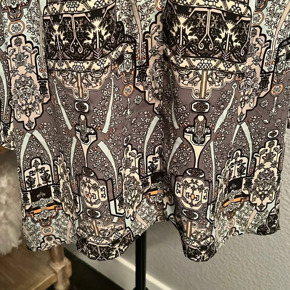 Sejour Abstract Pattern Long Sleeve Blouse Top - Picture 3 of 7